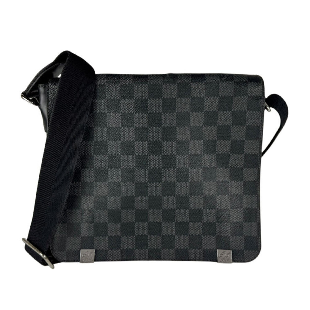 Louis Vuitton Damier District NM Canvas Shoulder Bag Graphite Black